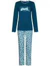 Rebelle Dames Pyjama katoen met lange mouwen - Turquoise - Maat 46