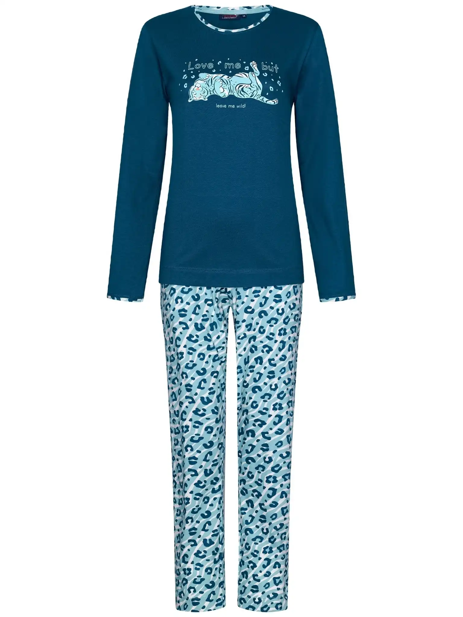 Rebelle Dames Pyjama katoen met lange mouwen - Turquoise