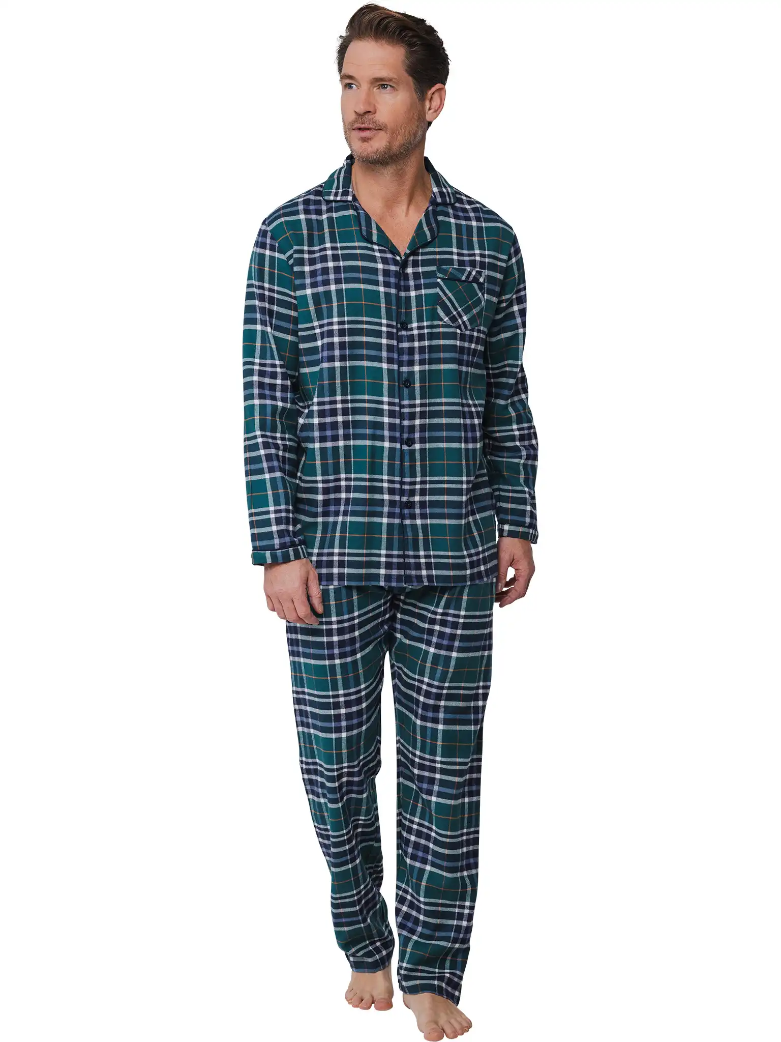 Pastunette Flanellen Heren Pyjama met knoopsluiting