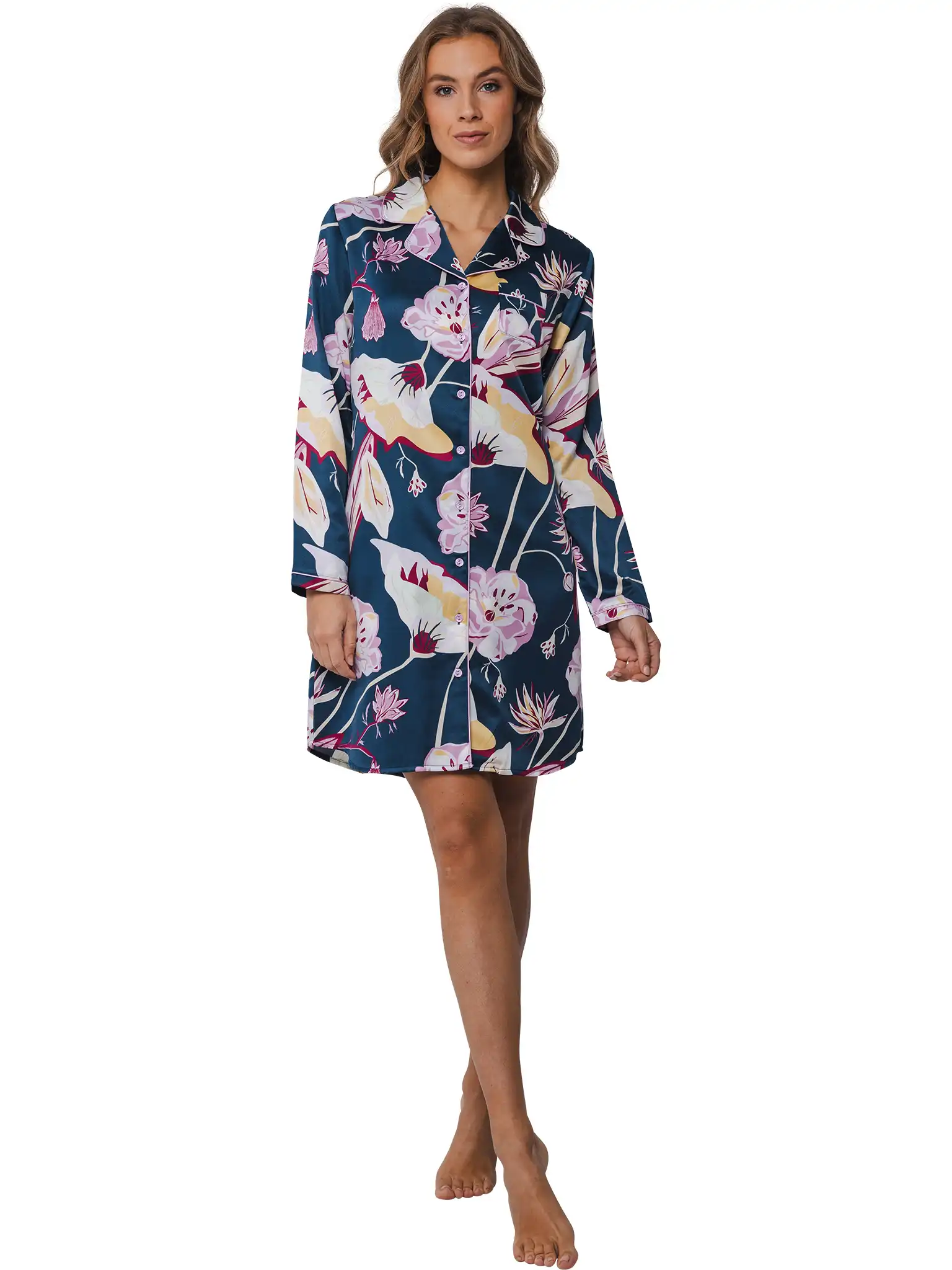 Pastunette Dames nachthemd Satijn - Blauw Pastunette Dames nachthemd Satijn - Blauw