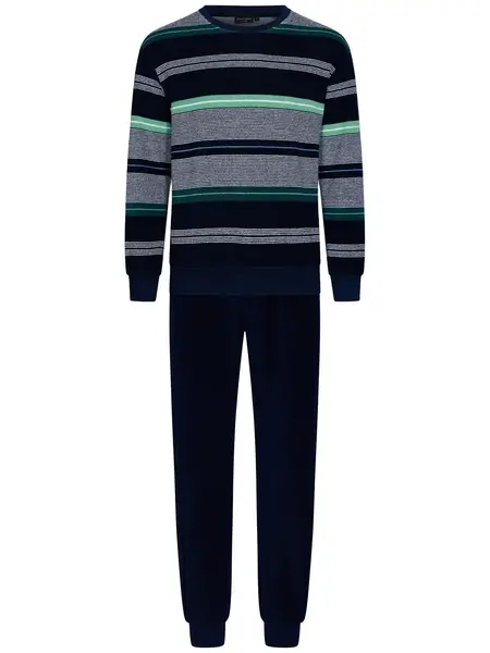 Pastunette Heren katoenen pyjama met lange mouwen - Blauw - Maat S Pastunette Heren katoenen pyjama met lange mouwen - Blauw - Maat S