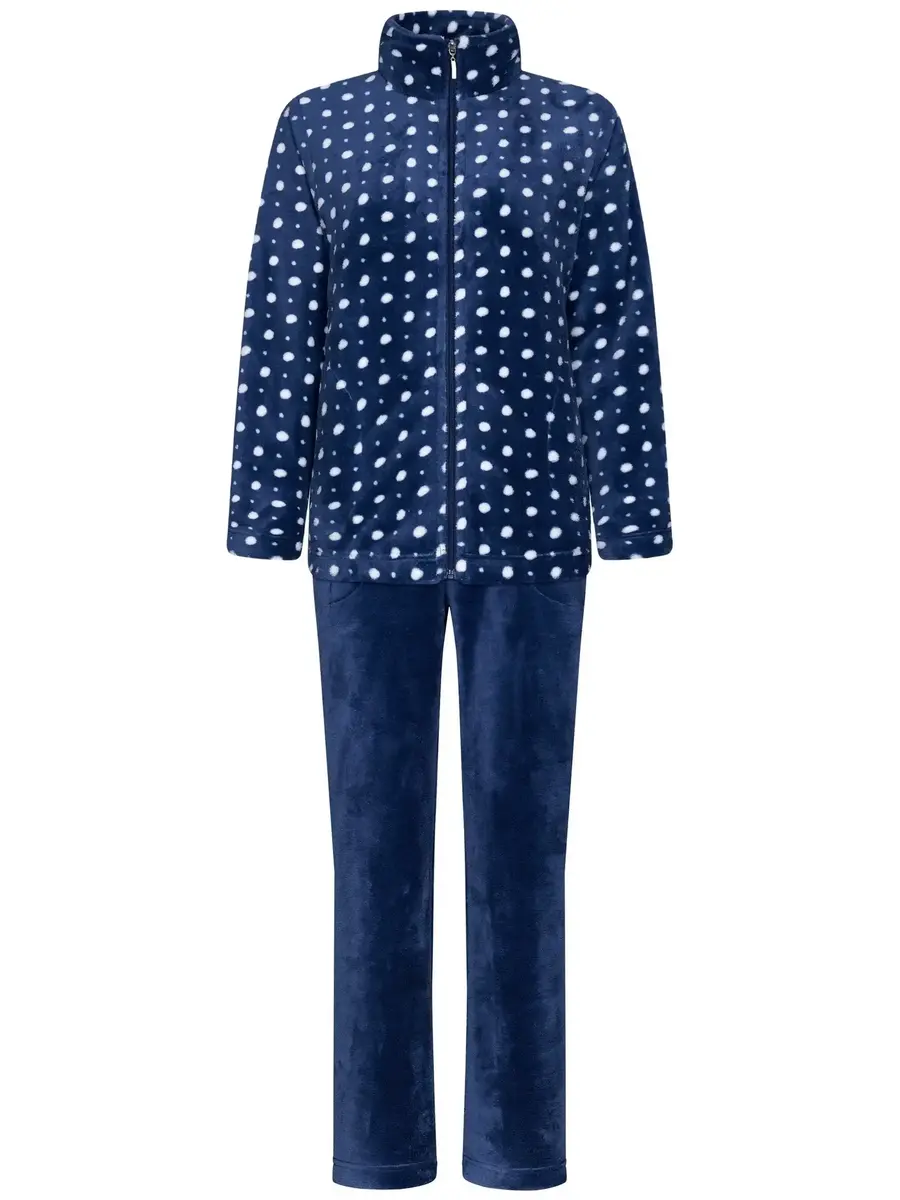 Pastunette Huispak Dames Fleece - Donkerblauw pyjama pak met rits - Warm Pastunette Huispak Dames Fleece - Donkerblauw pyjama pak met rits - Warm