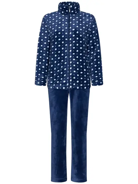 Pastunette Huispak Dames Fleece - Donkerblauw pyjama pak met rits - Warm