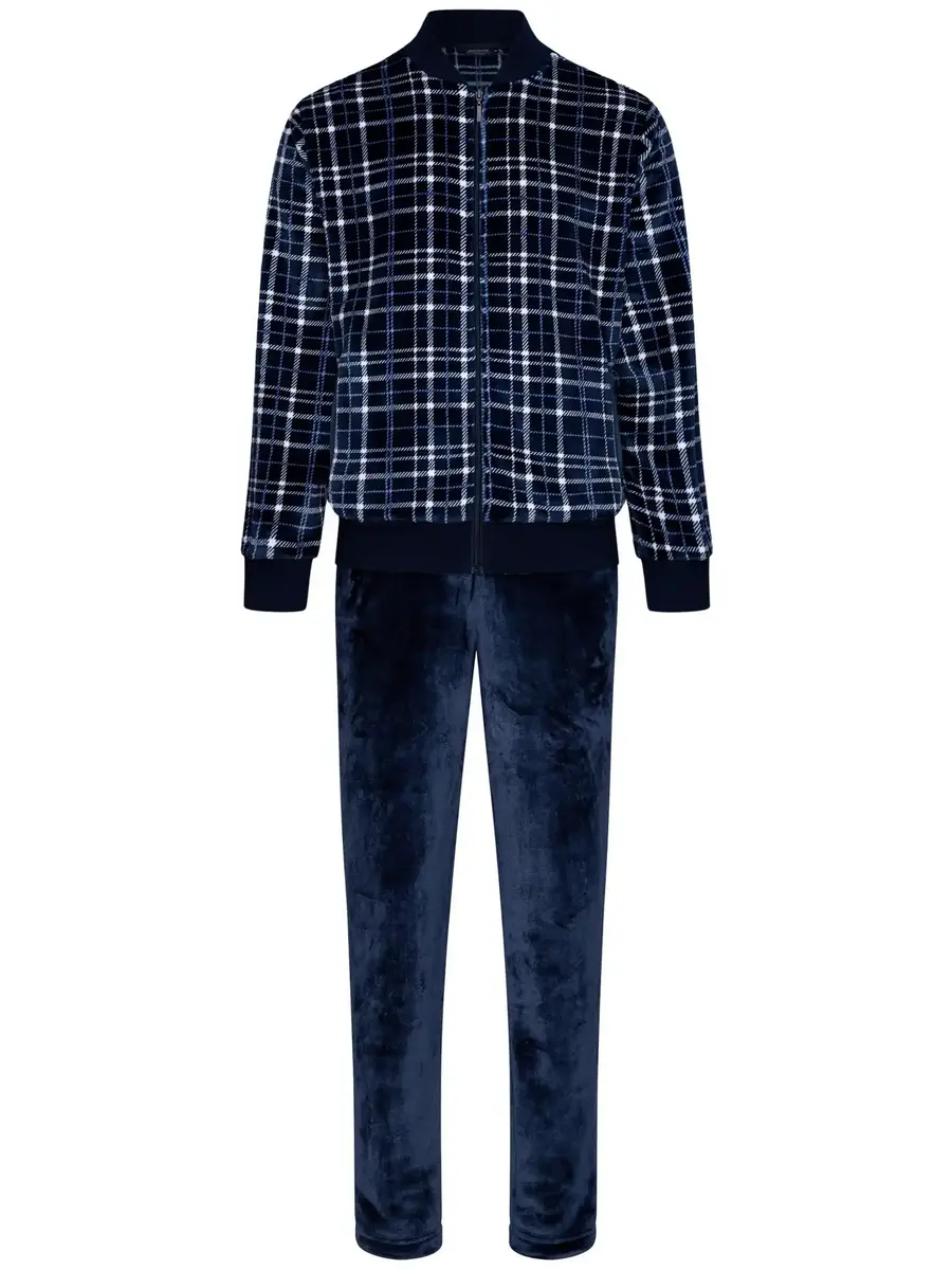 Pastunette huispak heren Flanel Fleece - Donkerblauw warm heren pyjamapak 2-delig Pastunette huispak heren Flanel Fleece - Donkerblauw warm heren pyjamapak 2-delig