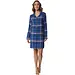 Rebelle Flanellen dames nachthemd lange mouw - Blauw geruit - 100% katoen - Donkerblauw