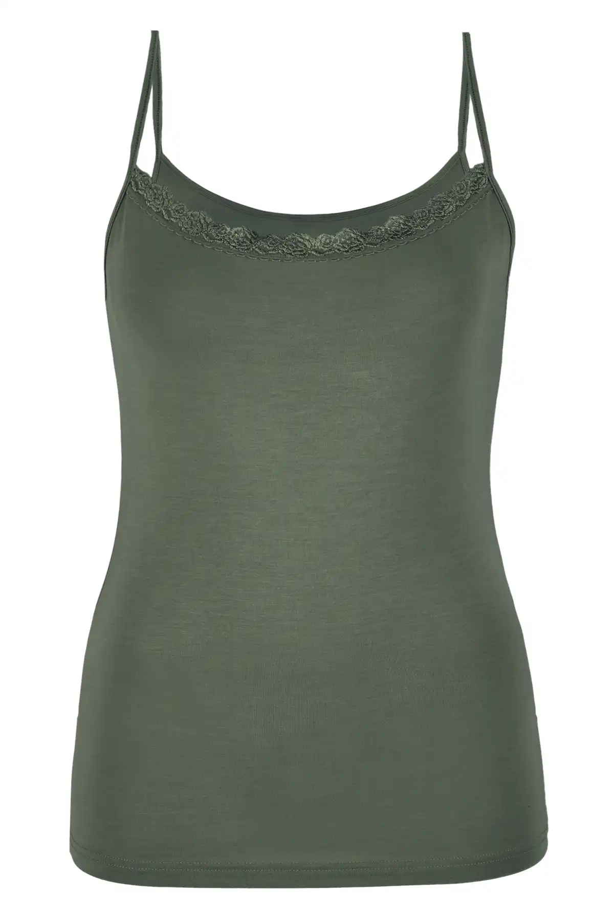 Nina von C dames spaghetti hemd kant - Modal - Kanten onderhemd met smalle bandjes - Luxe singlet