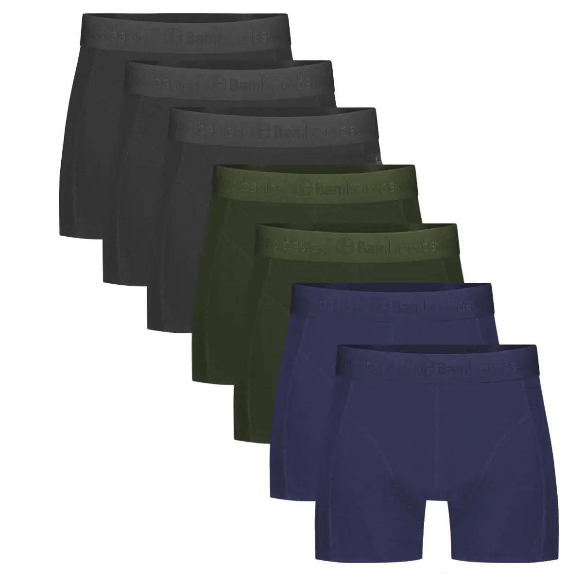 Bamboo Basics 7-pak heren boxers - Rico - Zwart/Blauw/Groen - Multipack bamboe heren onderbroeken