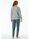 Schiesser dames pyjama badstof - Streep - Warme winter pyjama lange mouwen - Ronde hals - Met boordjes
