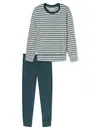 Schiesser dames pyjama badstof - Streep - Warme winter pyjama lange mouwen - Ronde hals - Met boordjes