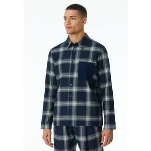 Schiesser Heren Flanellen Pyjamashirt met knoopsluiting - Mix & Relax - Doorknoop pyjamashirt lange mouw