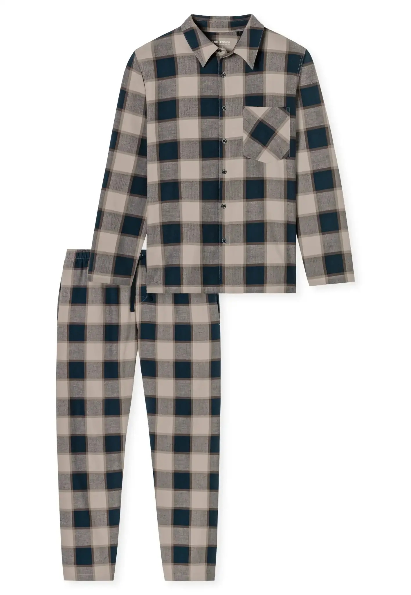 Schiesser Heren Flanellen Pyjama - Geruit - Selected! Premium Warming