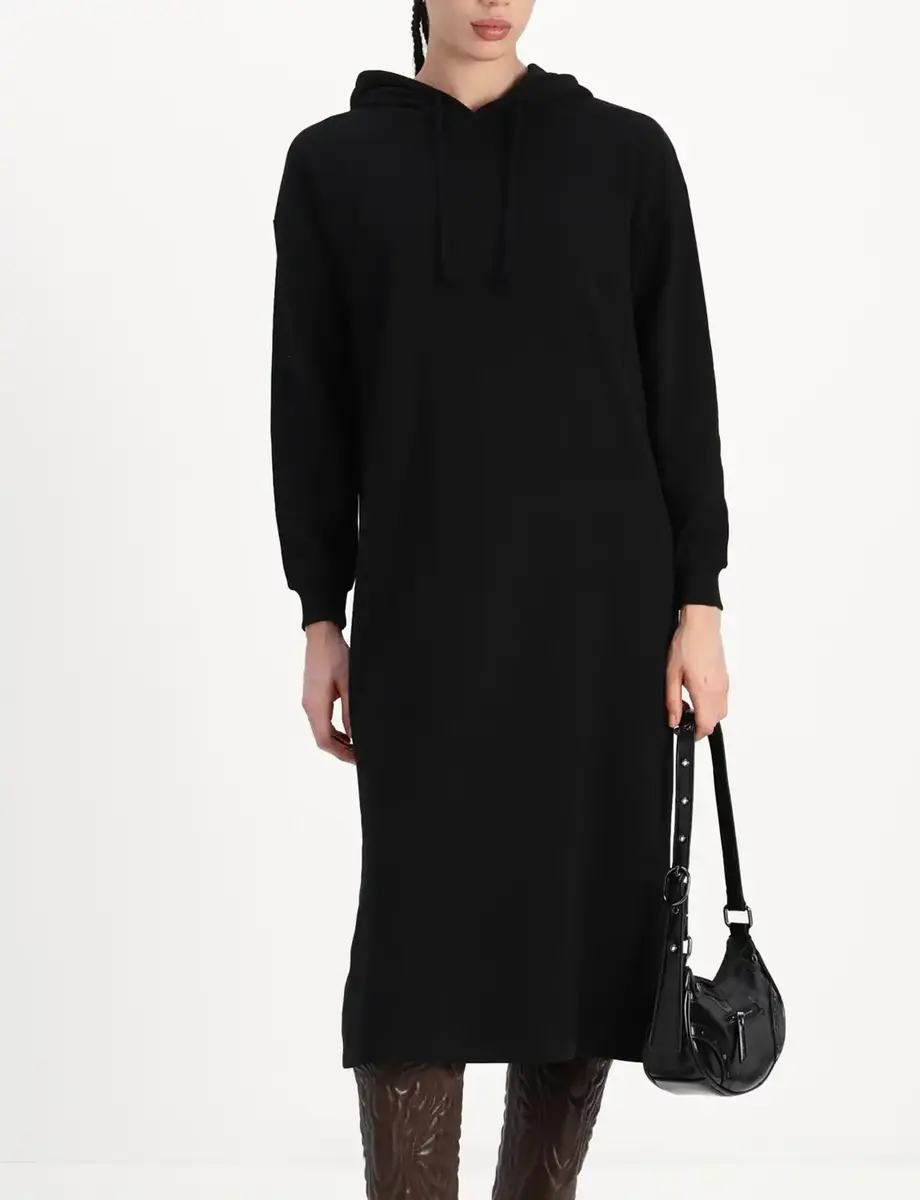 Pieces Hoodie Midi Dress - Loungewear Dress - Katoenen dik extra lang nachthemd