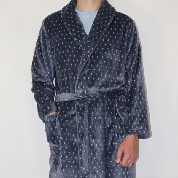 Paul Hopkins heren Fleece Badjas - Blue Dots - Warme winter ochtendjas Paul Hopkins heren Fleece Badjas - Blue Dots - Warme winter ochtendjas