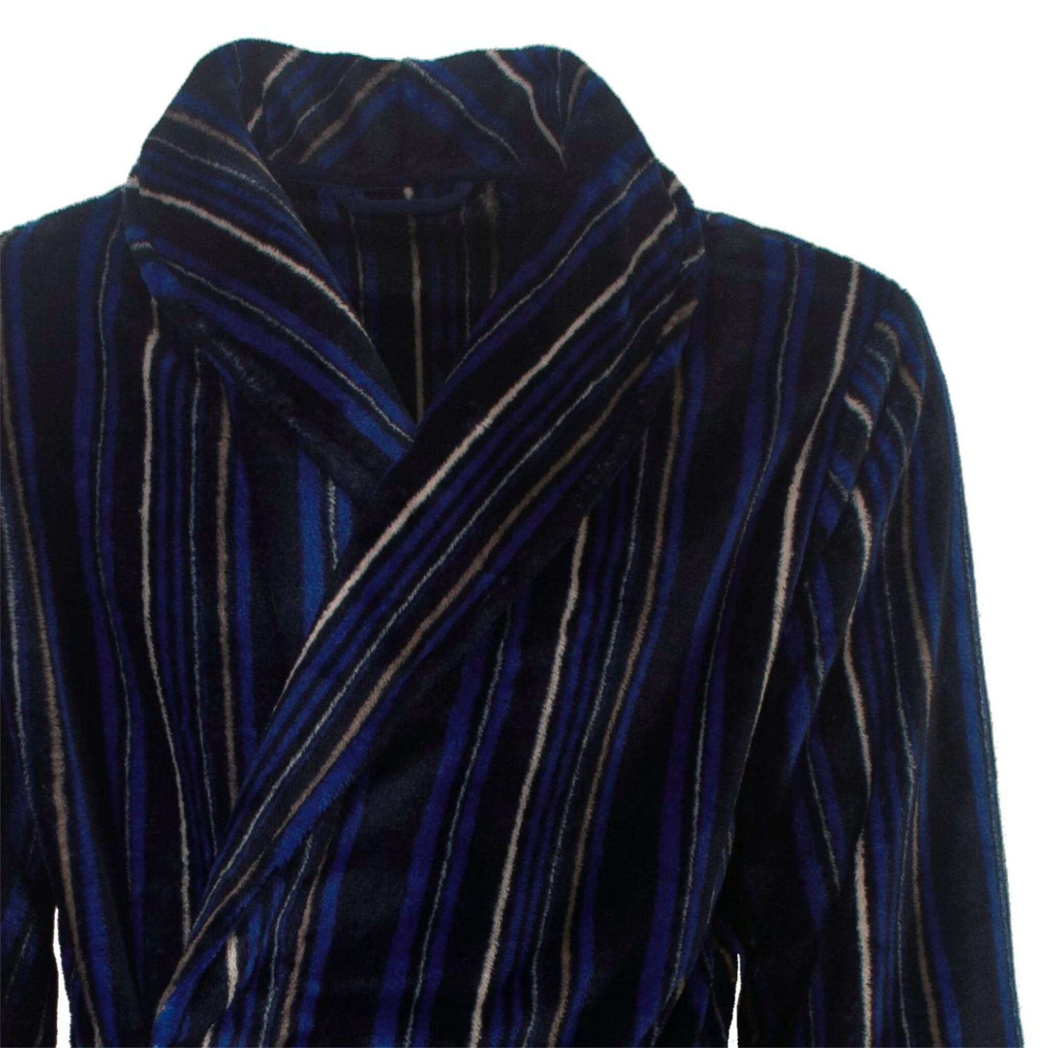 Paul Hopkins heren Fleece Badjas - Blue Stripe