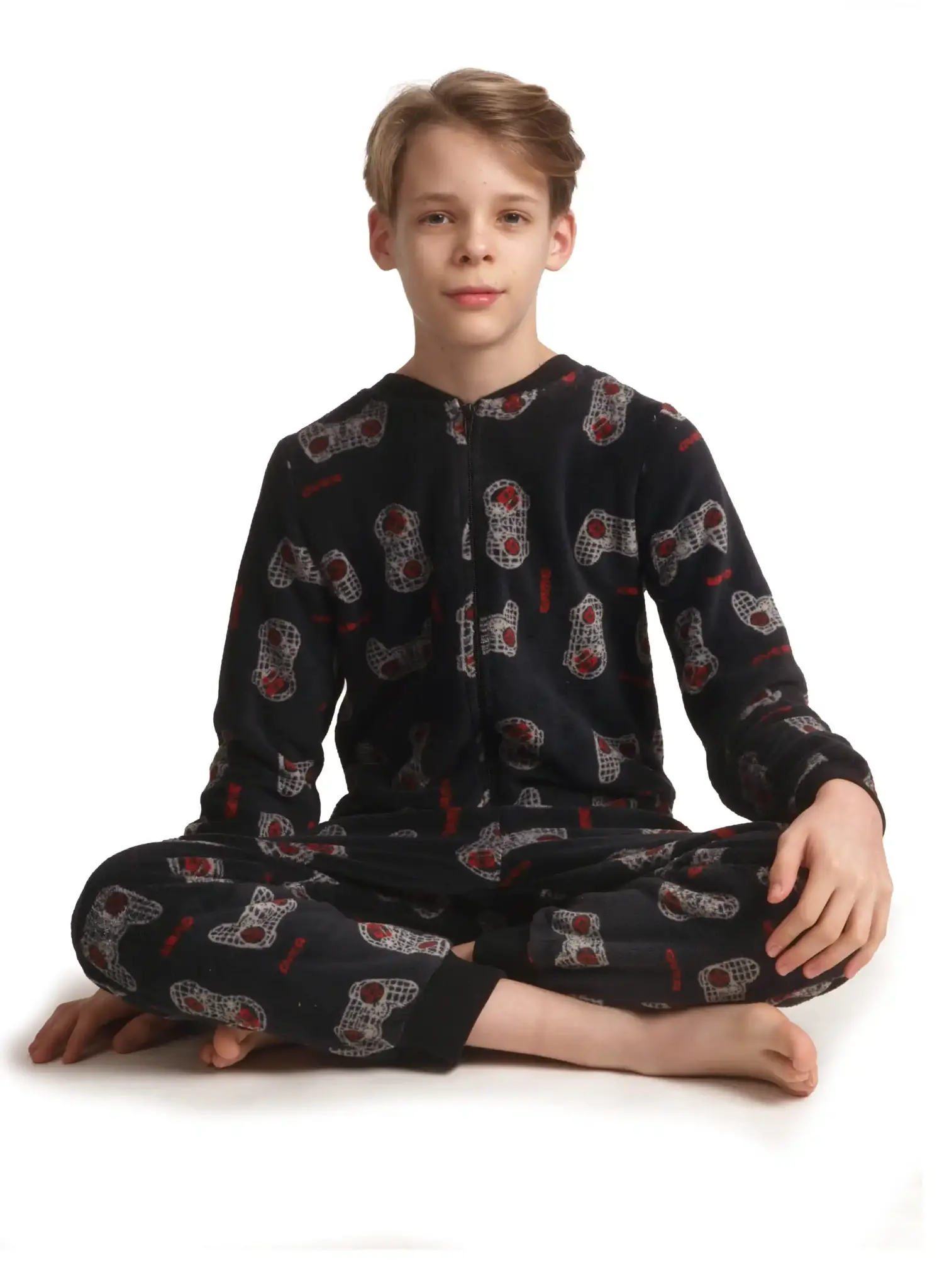 Outfitter velours jongens onesie - Game - Onesie kind