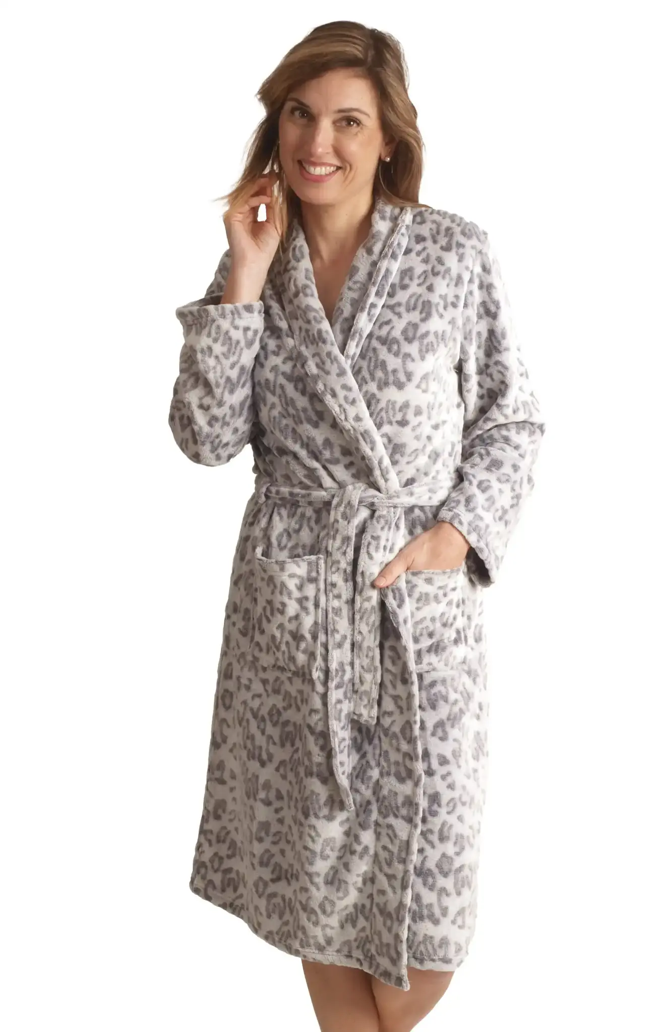 Cocodream dames badjas fleece - Panter