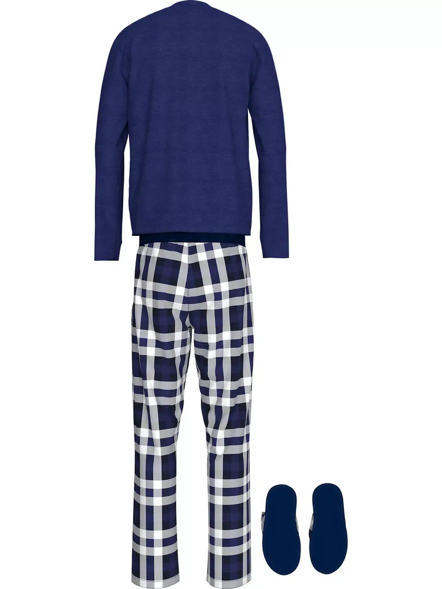 Tommy Hilfiger heren Pyjama + Slippers - Giftset - Katoenen mannen pyjama - Nachtkleding
