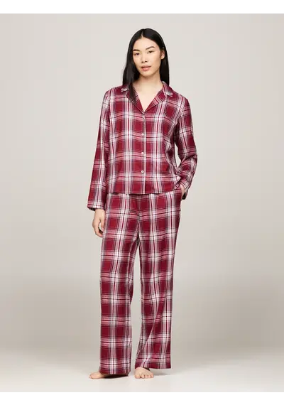 Tommy Hilfiger Dames flanellen Pyjama - Ruit Rood Tommy Hilfiger Dames flanellen Pyjama - Ruit Rood