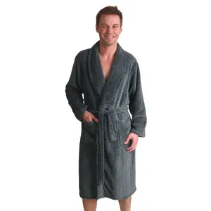 Outfitter heren Fleece Badjas - Winter Stripe - Warme winter ochtendjas - Ceintuur - Sjaalkraag Outfitter heren Fleece Badjas - Winter Stripe - Warme winter ochtendjas - Ceintuur - Sjaalkraag