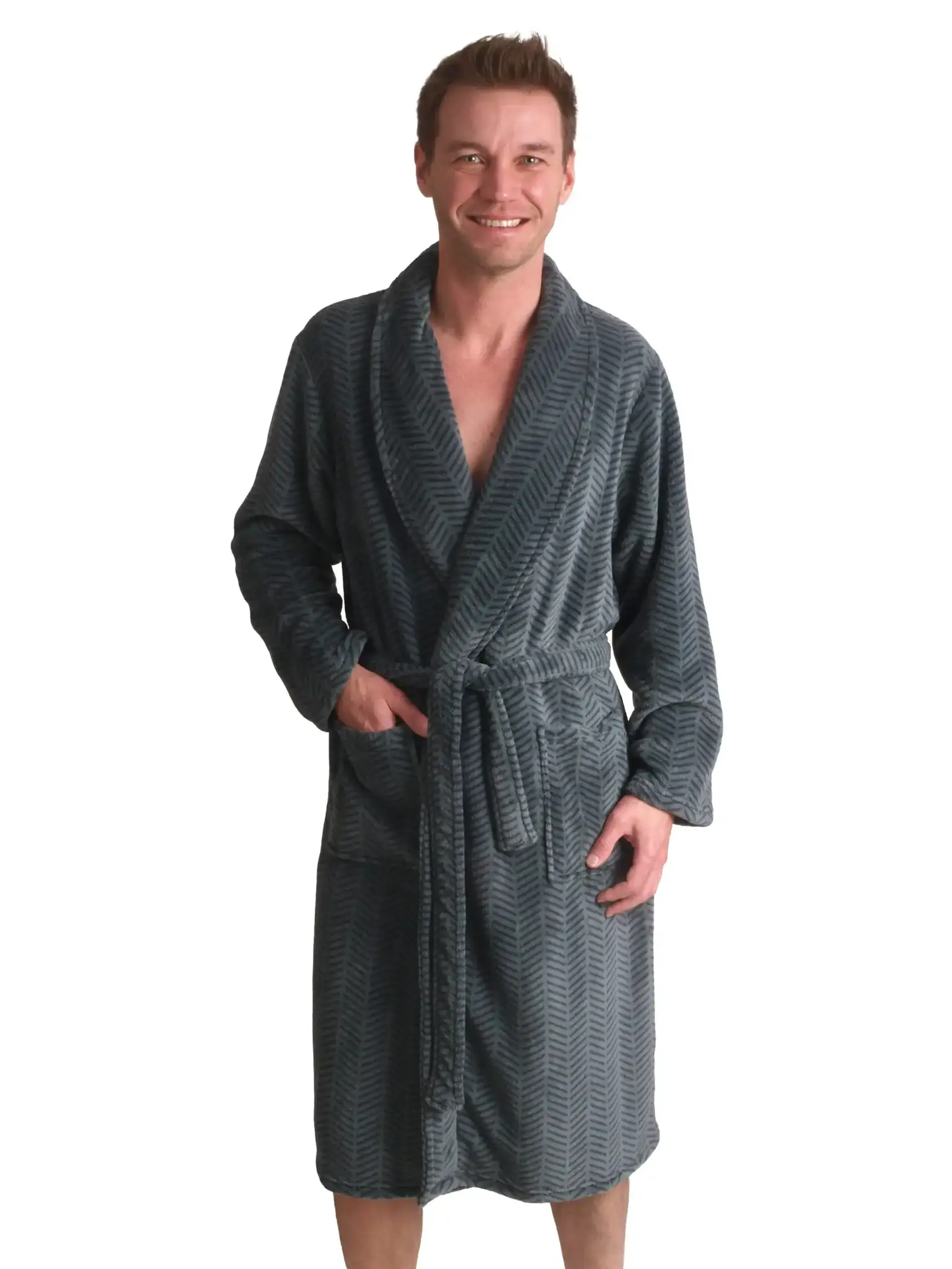 Outfitter heren Fleece Badjas - Winter Stripe