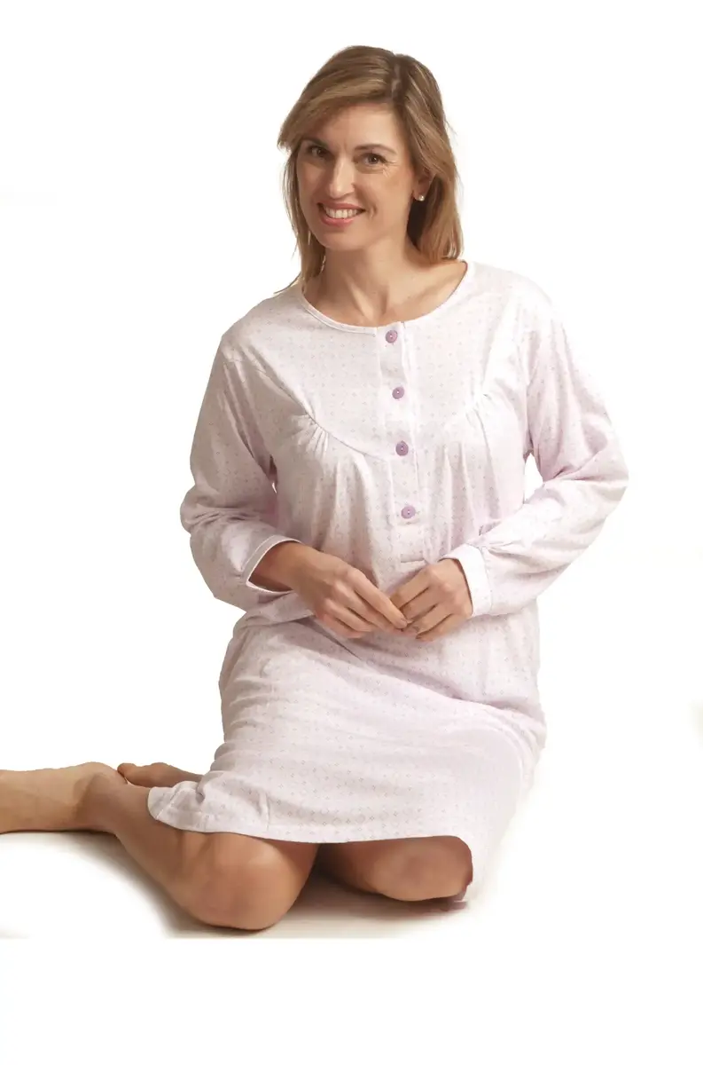 Cocodream dames nachthemd lange mouw - Klassiek Katoen nachtjapon - Leaves Cocodream dames nachthemd lange mouw - Klassiek Katoen nachtjapon - Leaves