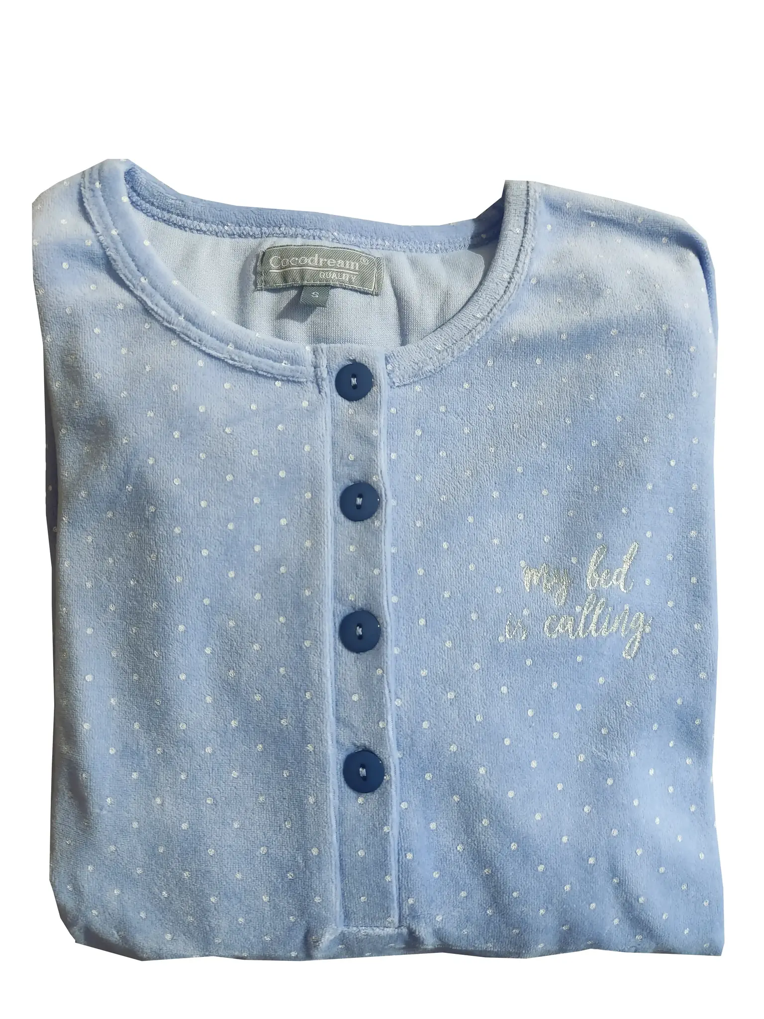 Cocodream dames pyjama velours - My Bed is calling - Warme winter pyjama