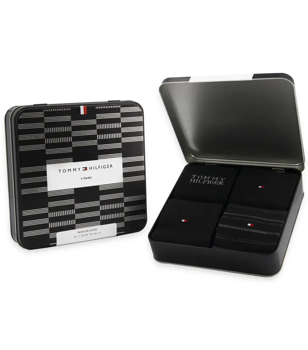Tommy Hilfiger 4-paar sokken - Heren - Giftbox - Multipack heren sokken - Cadeauverpakking Tommy Hilfiger 4-paar sokken - Heren - Giftbox - Multipack heren sokken - Cadeauverpakking