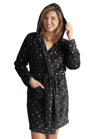 Cocodream dames badjas fleece - Stippel