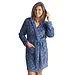 Cocodream dames badjas fleece - Stippel - Warme winter ochtendjas - Blauw