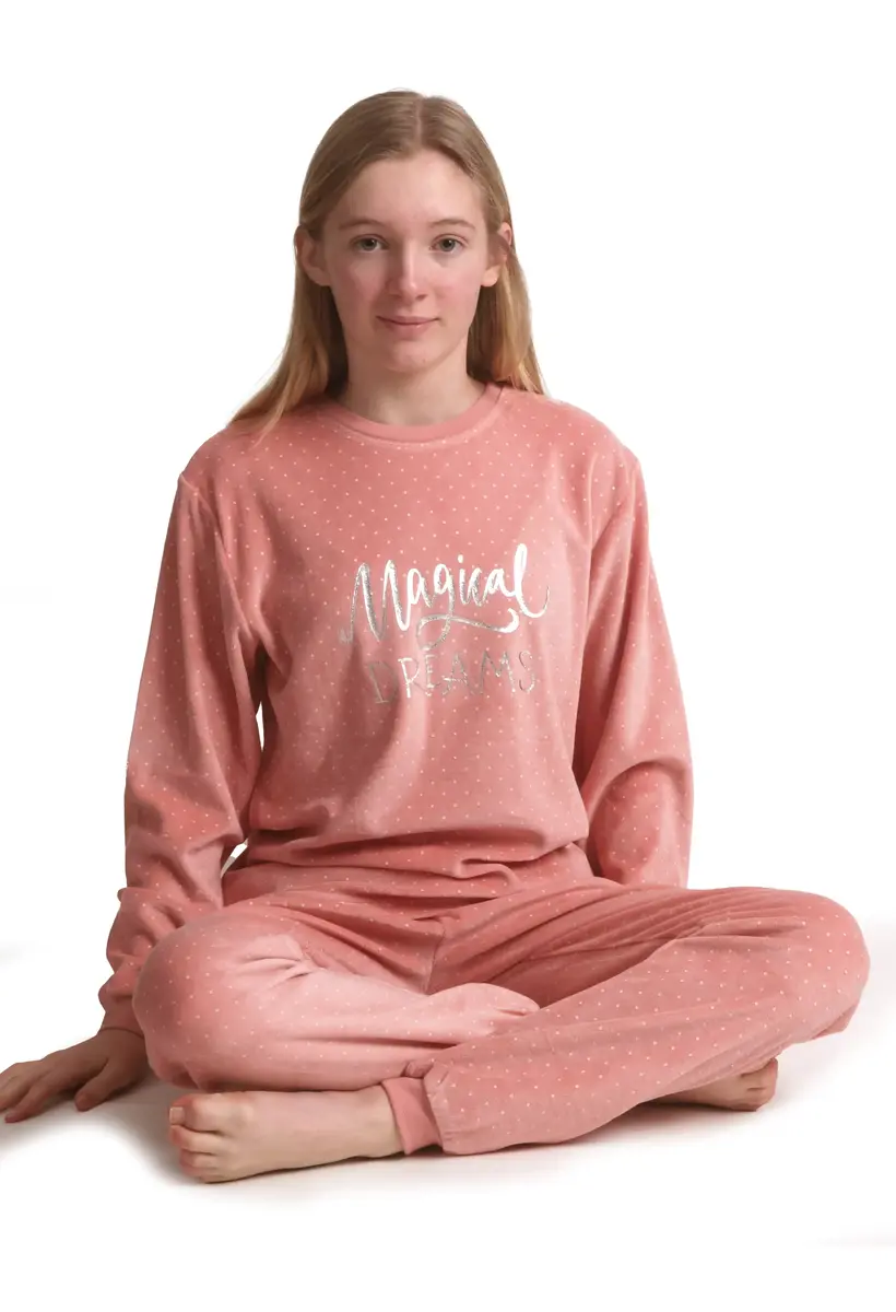Cocodream velours meisjes pyjama - Magical Dreams - Warme winter kinderpyjama