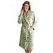 Cocodream dames badjas fleece - Panter - Warme winter ochtendjas - Groen