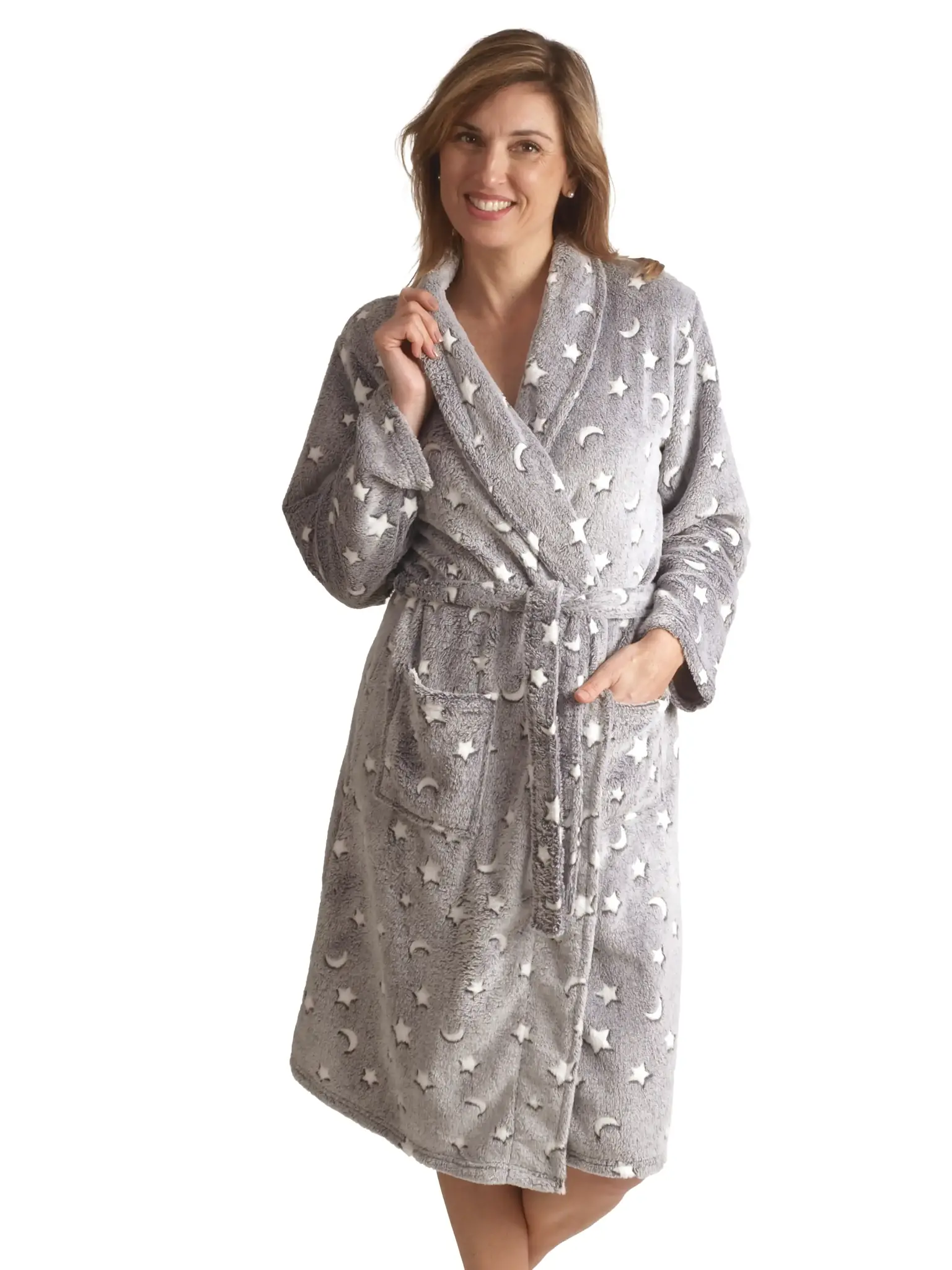 Cocodream dames badjas fleece - Stars