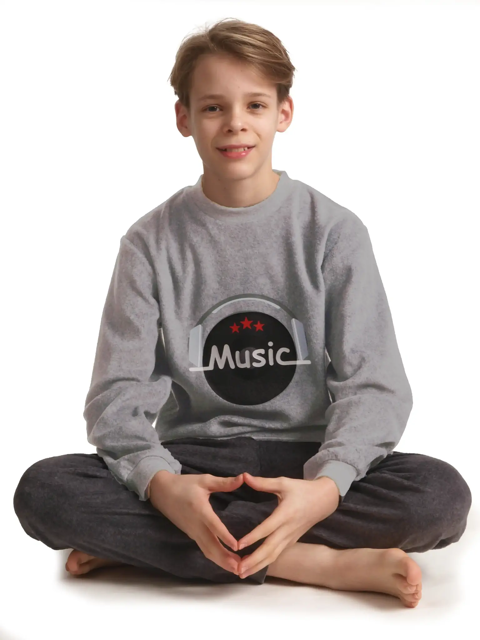 Outfitter fleece pyjama kind - jongens - Music - Warme winter kinder pyjama - Fleece pyjama kind