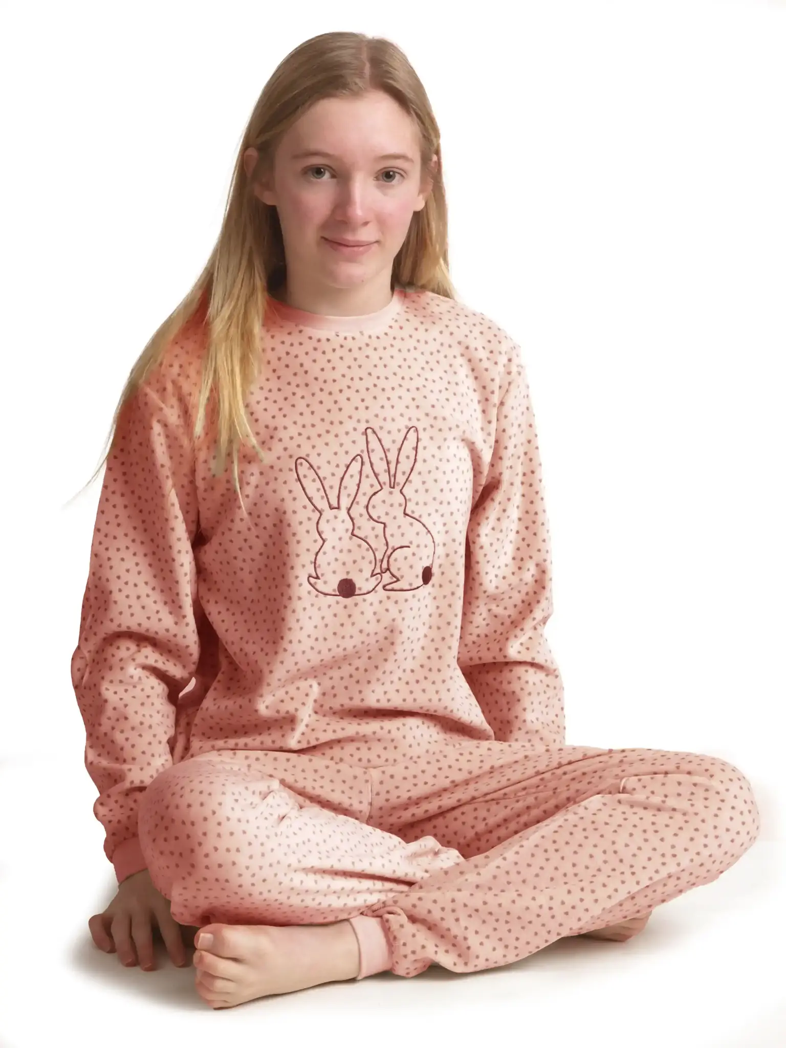 Cocodream velours meisjes pyjama - Rabbit - Warme winter pyjama