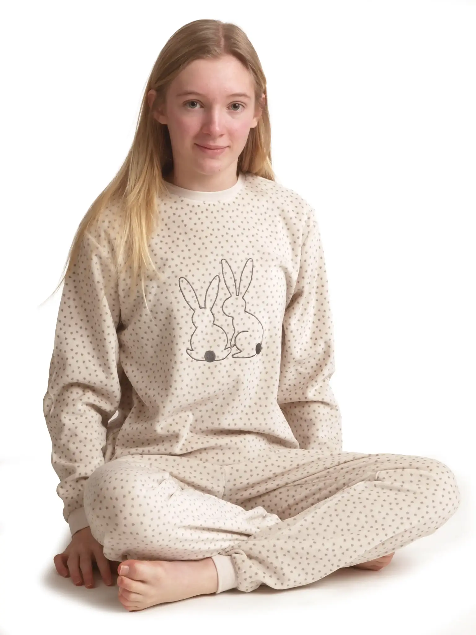 Cocodream velours meisjes pyjama - Rabbit - Warme winter pyjama