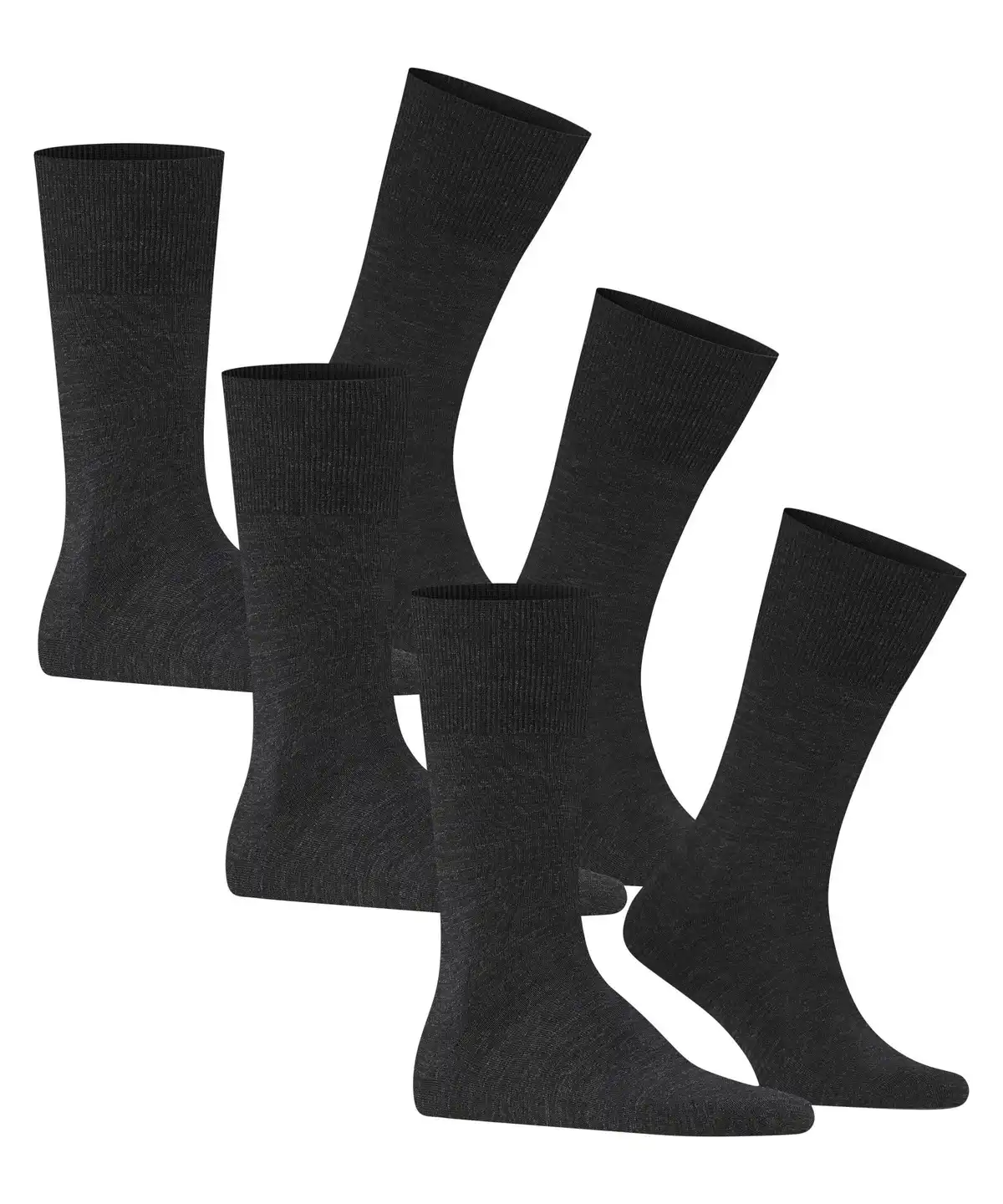 FALKE 3-paar heren wollen sokken - Airport - Hoge wollen kousen - Anti slip sokken - Vliegtuig sokken- Reis kousen