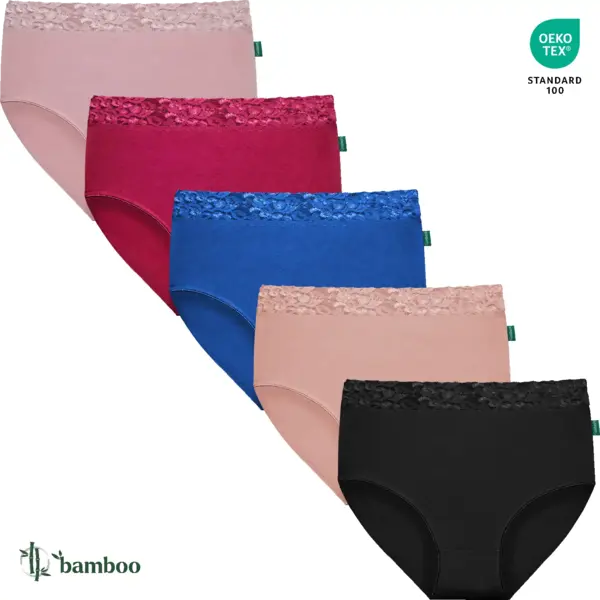 Gaubert 5-pak kanten bamboe taille slips - Bamboe ondergoed - Multipack kanten onderbroeken