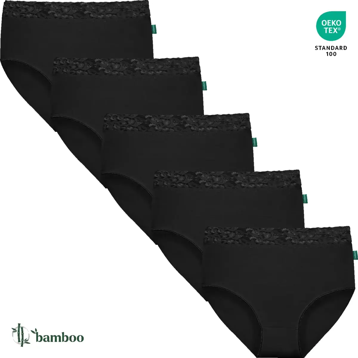 Gaubert 5-pak kanten bamboe taille slips - Bamboe ondergoed - Multipack kanten onderbroeken