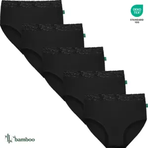 Gaubert 5-pak kanten bamboe taille slips - Bamboe ondergoed - Multipack kanten onderbroeken