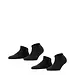 FALKE 2-paar Happy dames sneakersokken - Katoenen enkelsokken - Zwart