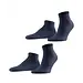 FALKE 2-paar Happy heren sneaker/quarter sokken - Katoenen enkelsokken mannen - Donkerblauw