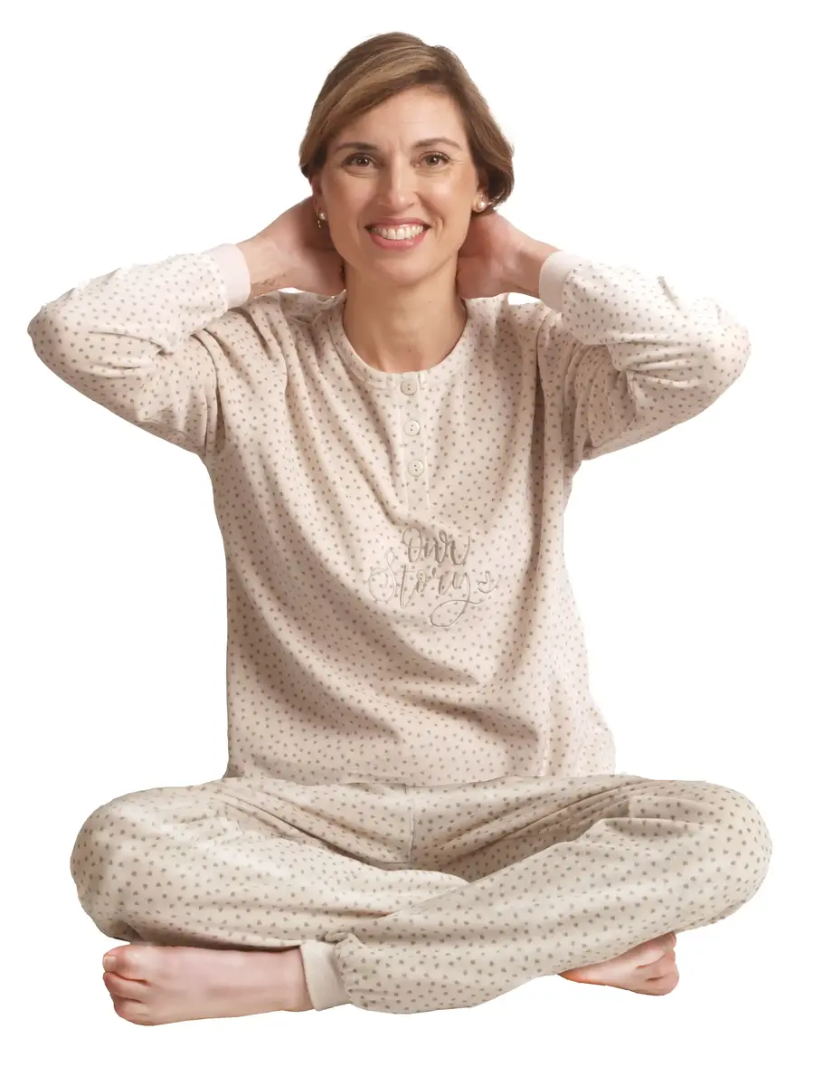 Cocodream dames pyjama velours - Love Story - Warme winter pyjama