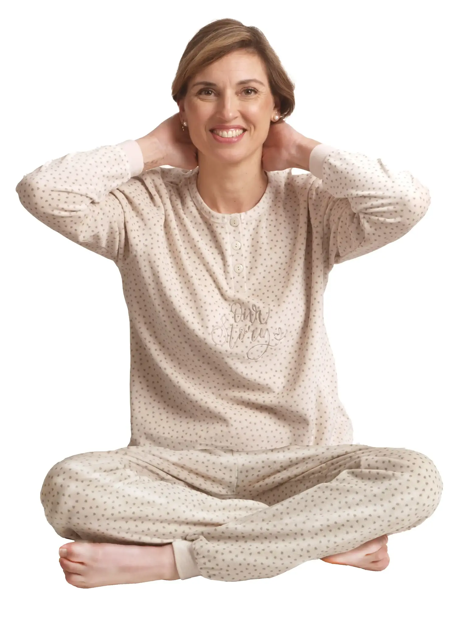 Cocodream dames pyjama velours - Love Story Cocodream dames pyjama velours - Love Story