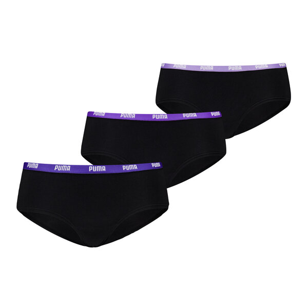 Puma 3-Pack dames Hipsters - Zwarte Katoenen dames onderbroeken - Shorts Puma 3-Pack dames Hipsters - Zwarte Katoenen dames onderbroeken - Shorts