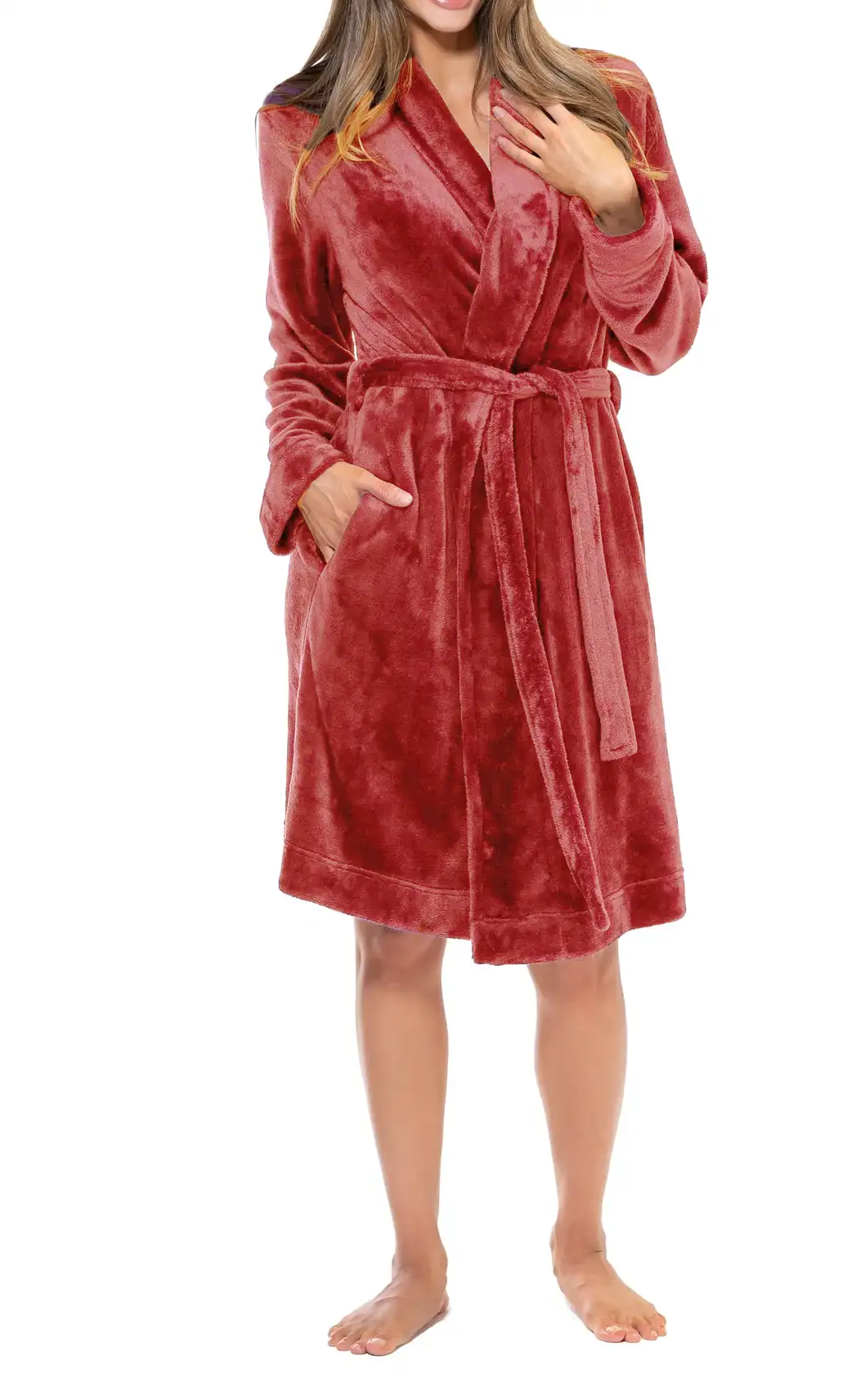 HL-tricot dames badjas fleece - Comfort - Warme winter ochtendjas - Badjassen dames