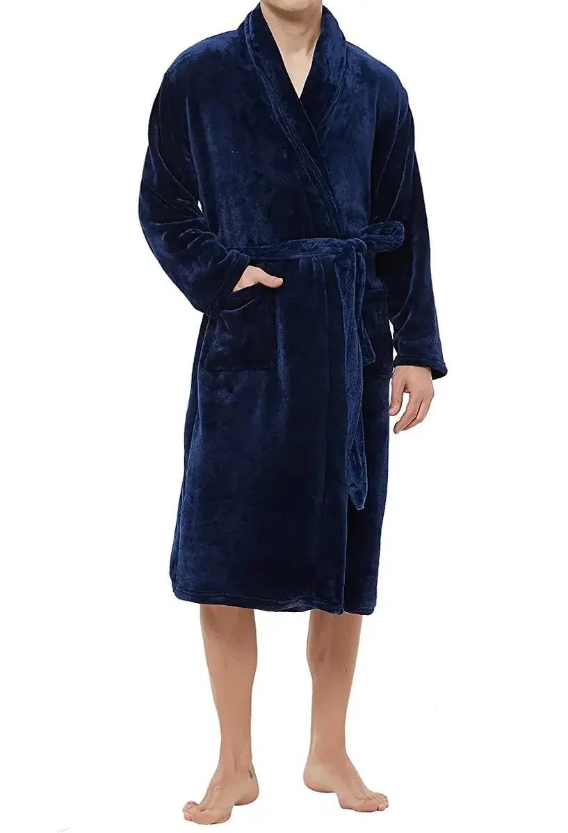 HL-tricot heren Fleece Badjas - Comfort - Warme winter ochtendjas - Zwart, Grijs, Donkerblauw HL-tricot heren Fleece Badjas - Comfort - Warme winter ochtendjas - Zwart, Grijs, Donkerblauw