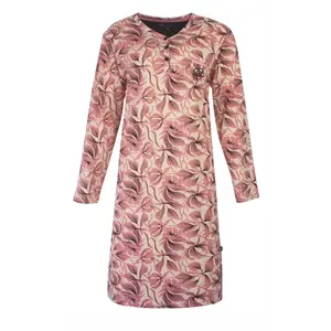 Medaillon dames nachthemd lange mouw - Blush Pink- 100% katoenen nachtjapon Medaillon dames nachthemd lange mouw - Blush Pink- 100% katoenen nachtjapon