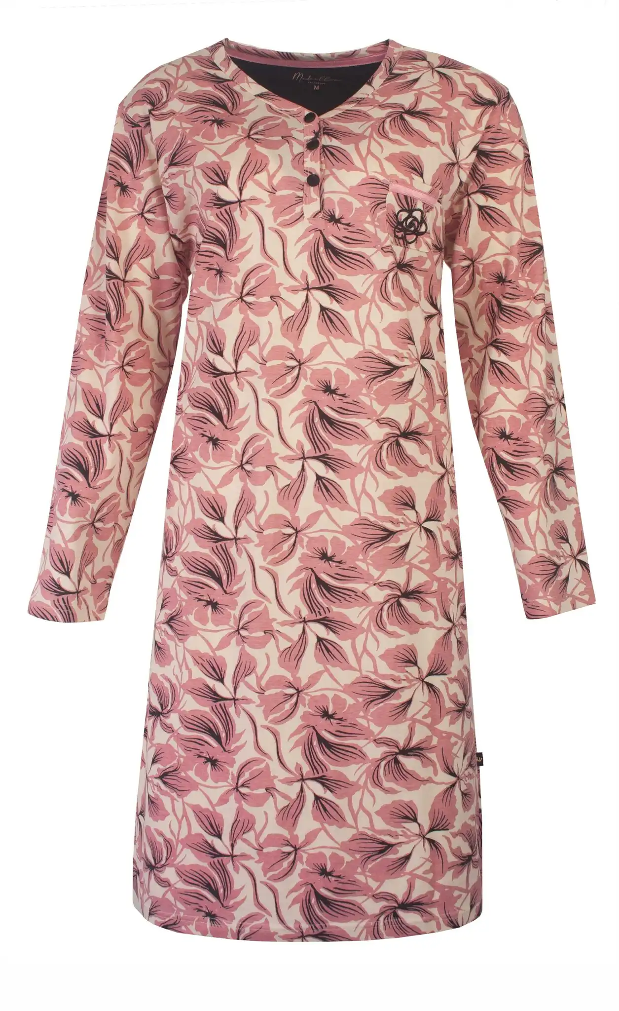 Medaillon dames nachthemd lange mouw - Blush Pink Medaillon dames nachthemd lange mouw - Blush Pink