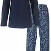 Medaillion dames pyjama lange mouw - Blue Winter