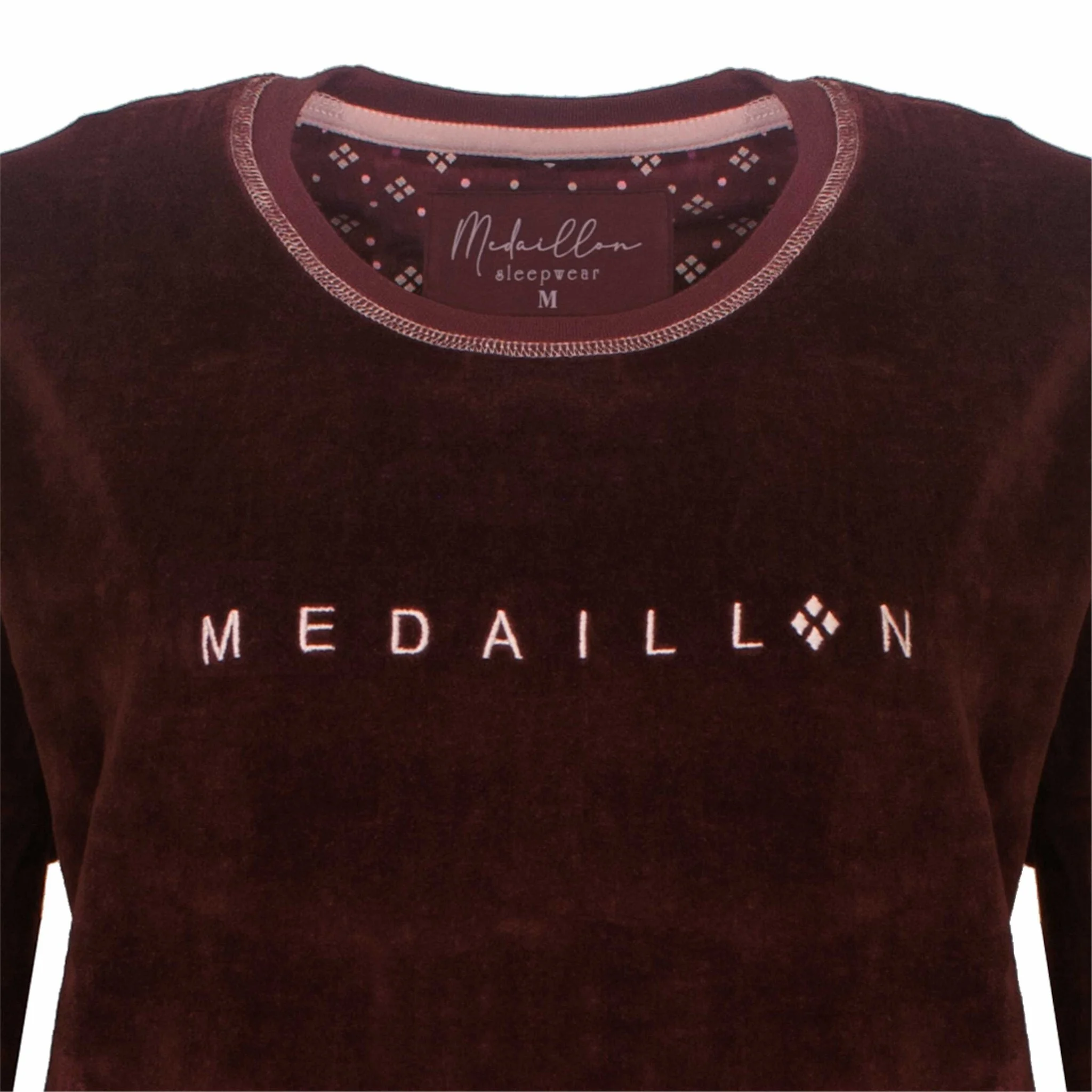 Medaillion dames velours pyjama - Winter Bordeaux